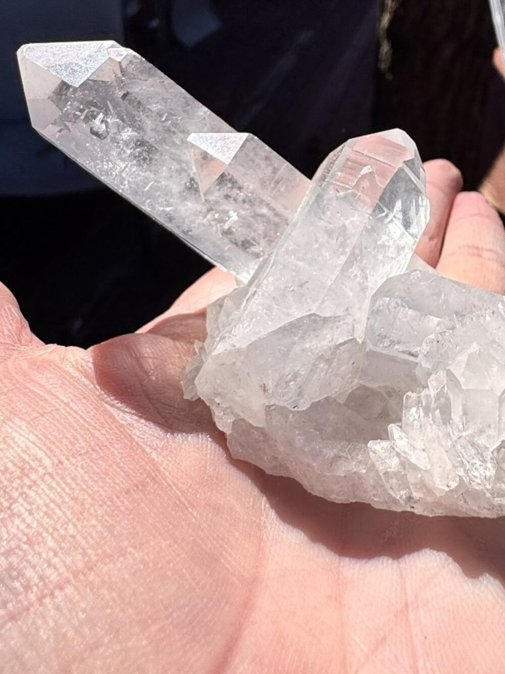 Glassy Clear Quartz Cluster – Elongated Generator Point Specimen